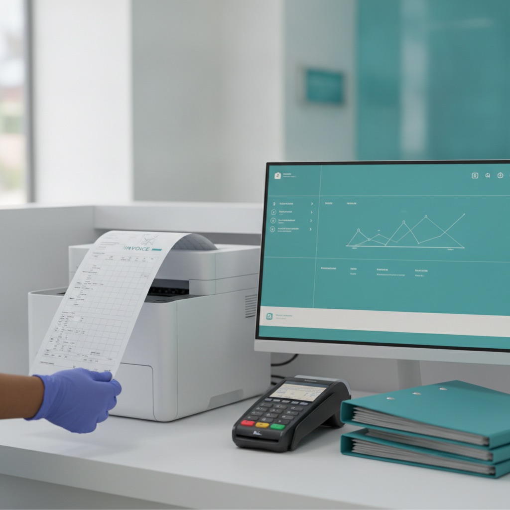 GST invoice printing at a hospital billing counter